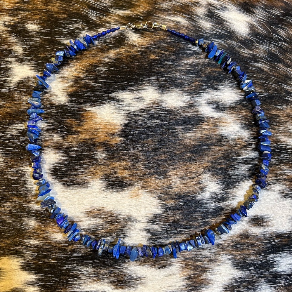 HANDMADE~ western blue turquoise and seed bead necklace 19.5” long